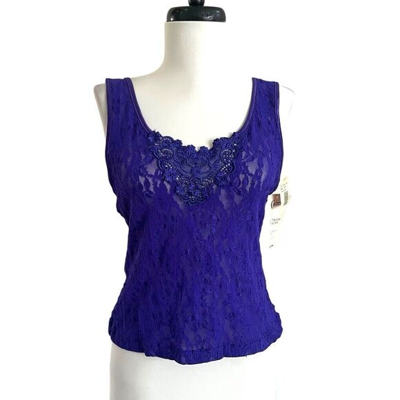 Vintage Y2K Lace Tank Top M Purple Fairy Grunge Whimsigoth Coquette - Picture 2 of 10